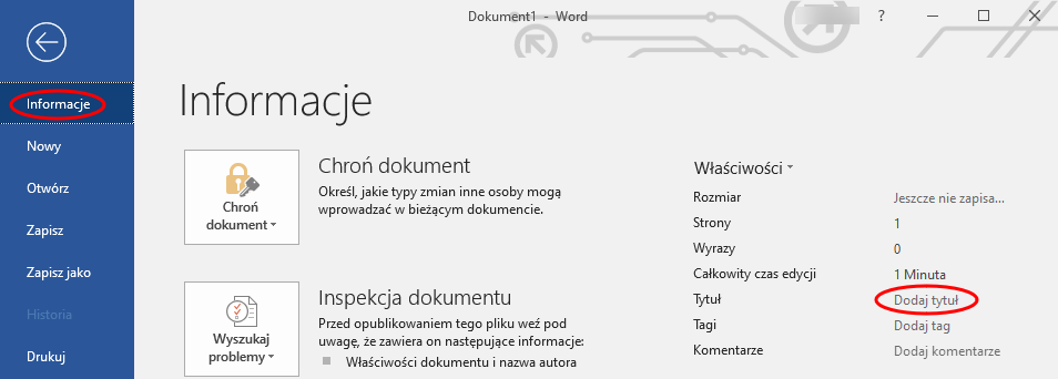 Jak wprowadzić tytuł dokumentu w Microsoft Word